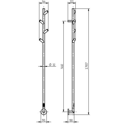 P.M.H. LS1B - Elektrický sušák na ručníky LISA 24W/230V 170 cm IP44 černá
