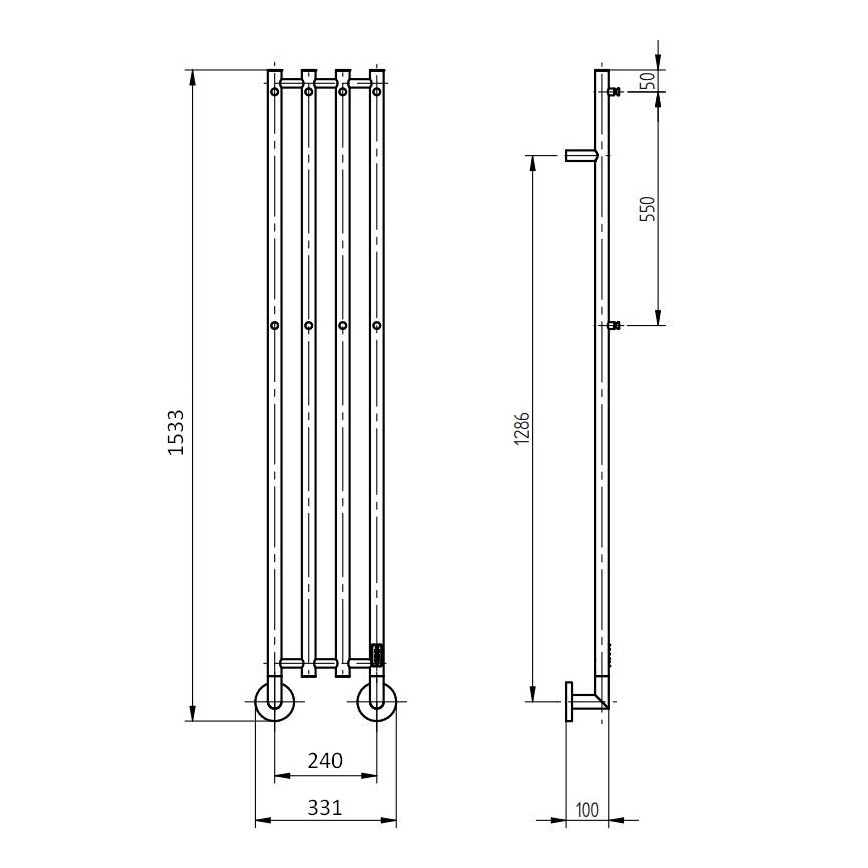 P.M.H. MO1B-R - Elektrický sušák na ručníky MONA 93W/230V 153,3 cm IP44 černá