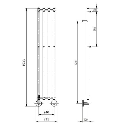 P.M.H. MO1B-RK - Elektrický sušák na ručníky MONA 93W/230V 153,3 cm IP44 černá