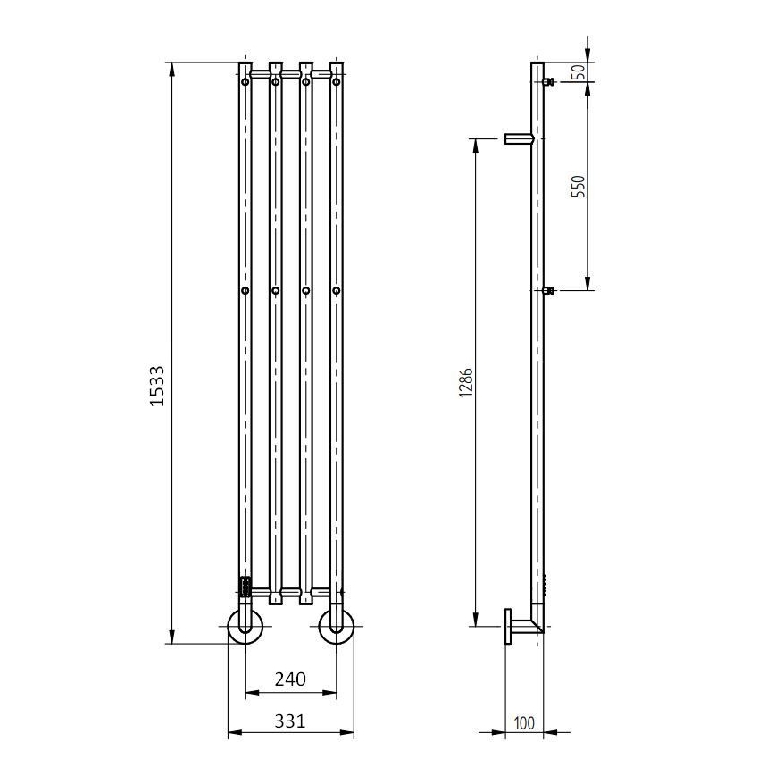 P.M.H. MO1B-RK - Elektrický sušák na ručníky MONA 93W/230V 153,3 cm IP44 černá