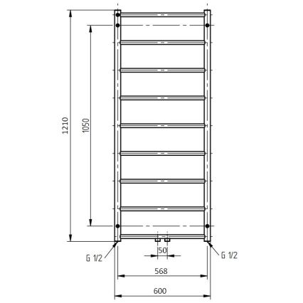 P.M.H. NS4W-M - Koupelnový žebříkový radiátor NAAS 349W 121 cm bílá