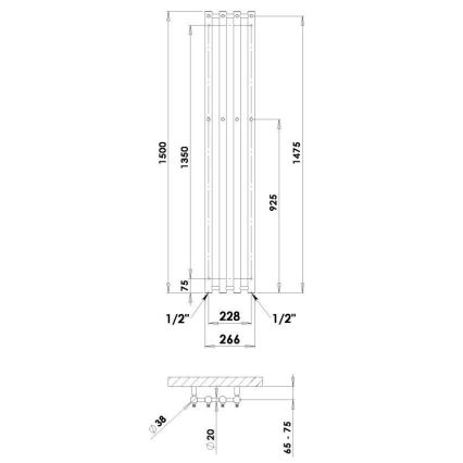 P.M.H. R2B - Koupelnový žebříkový radiátor ROSENDAL 350W 150 cm černá