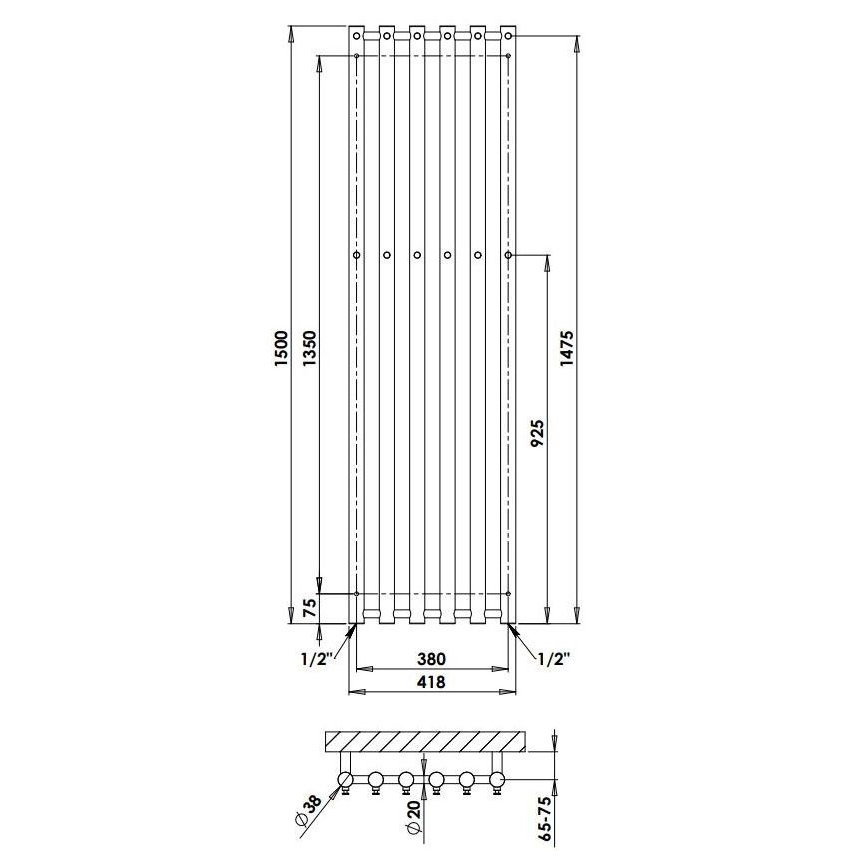 P.M.H. R2W/6 - Koupelnový žebříkový radiátor ROSENDAL 525W 150 cm bílá