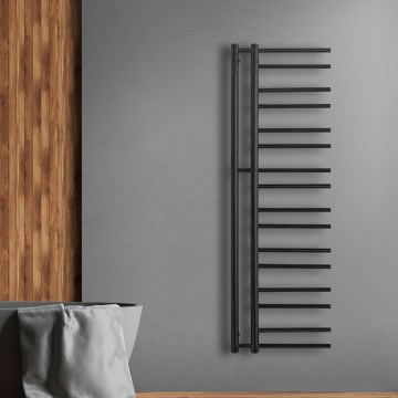P.M.H. T2B - Koupelnový žebříkový radiátor THEIA 352W 154 cm pravá/černá