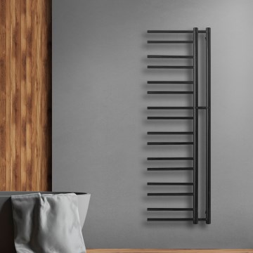 P.M.H. T2B-L - Koupelnový žebříkový radiátor THEIA 352W 154 cm levá/černá