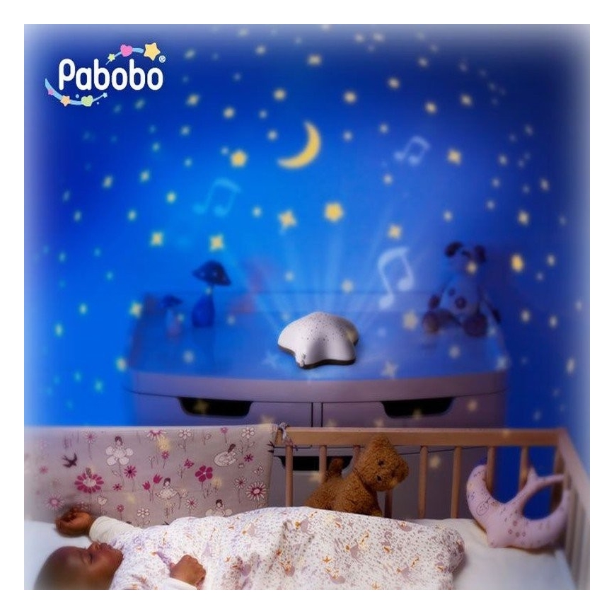 PABOBO - Projektor s melodií STAR 3xAA béžová