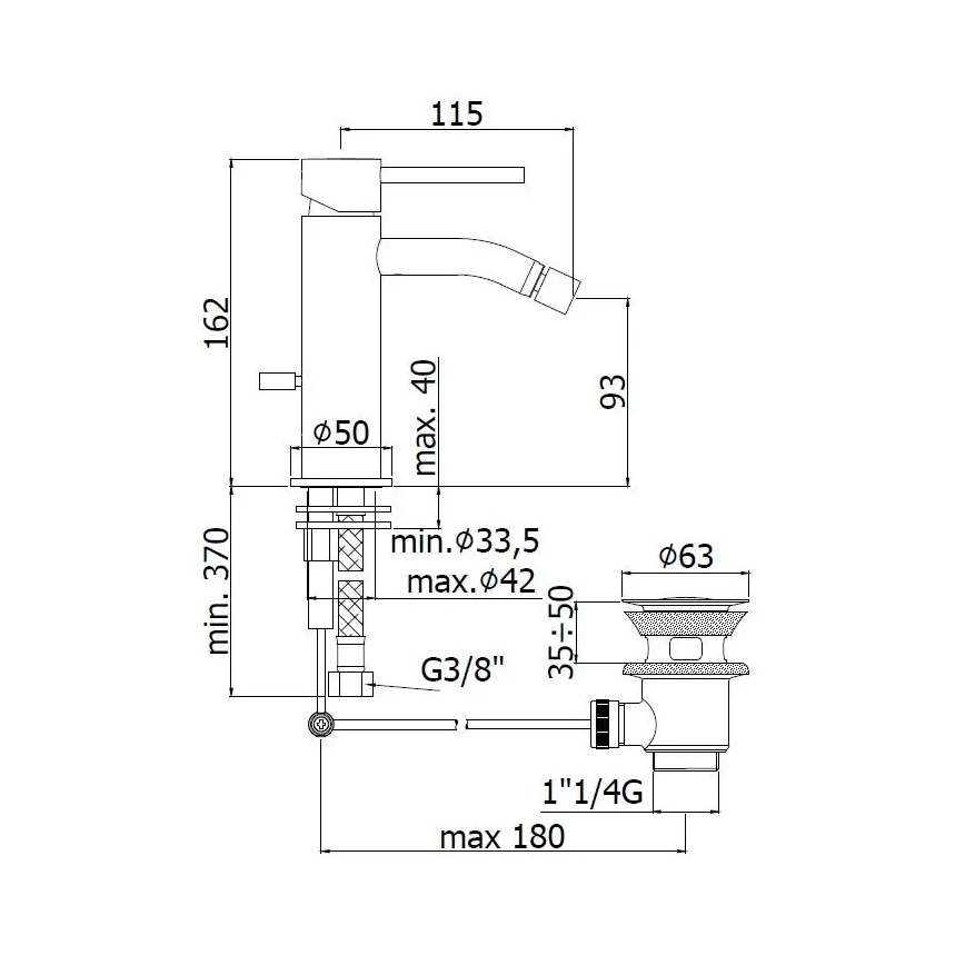 Paffoni - Bidetová baterie + výpusť LIGHT kartáčovaná zlatá