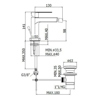 Paffoni - Bidetová baterie + výpusť TANGO nerez