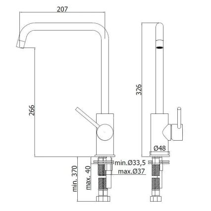 Paffoni - Dřezová baterie LIGHT 32,6 cm lesklý chrom