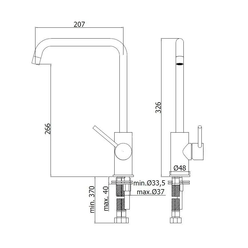 Paffoni - Dřezová baterie LIGHT 32,6 cm lesklý chrom