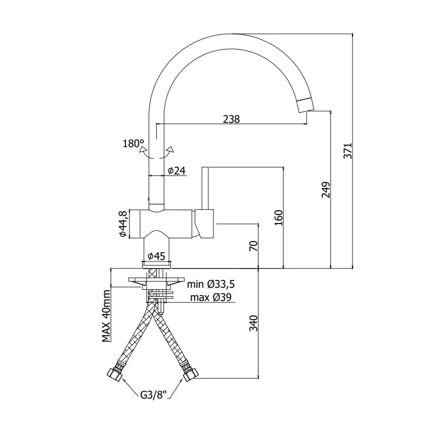 Paffoni - Dřezová baterie LIGHT černá