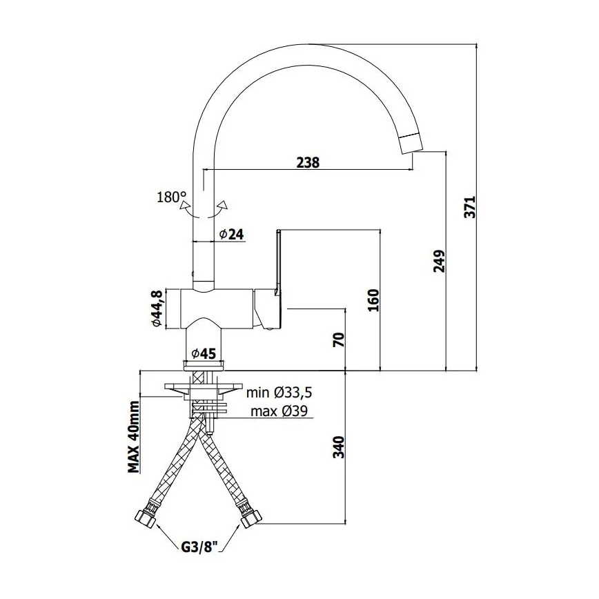 Paffoni - Dřezová baterie RINGO černá