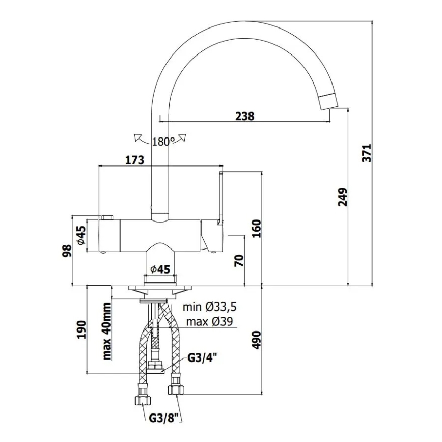 Paffoni - Dřezová baterie RINGO lesklý chrom