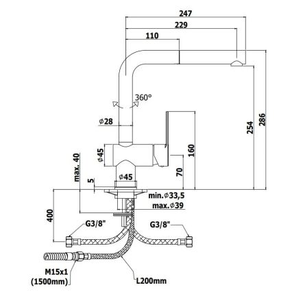 Paffoni - Dřezová baterie s výsuvnou koncovkou RINGO černá