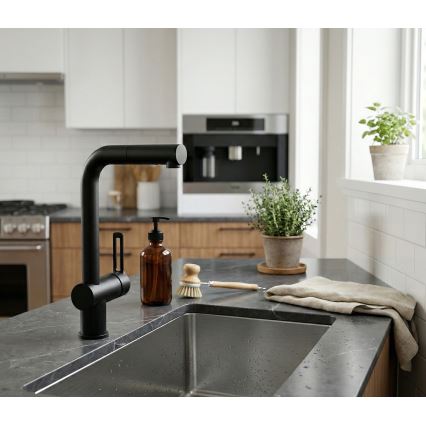 Paffoni - Dřezová baterie s výsuvnou koncovkou RINGO černá