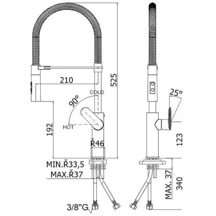 Paffoni - Dřezová baterie s vytahovací sprškou CANDY 52,5 cm lesklý chrom