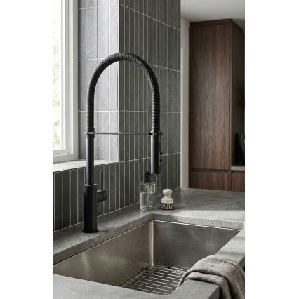 Paffoni - Dřezová baterie s vytahovací sprškou LIGHT 52,5 cm černá