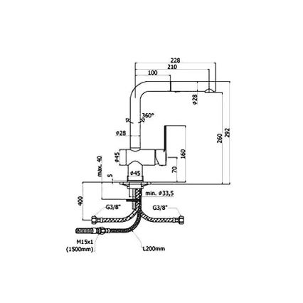 Paffoni - Dřezová baterie s vytahovací sprškou RINGO 29,2 cm
