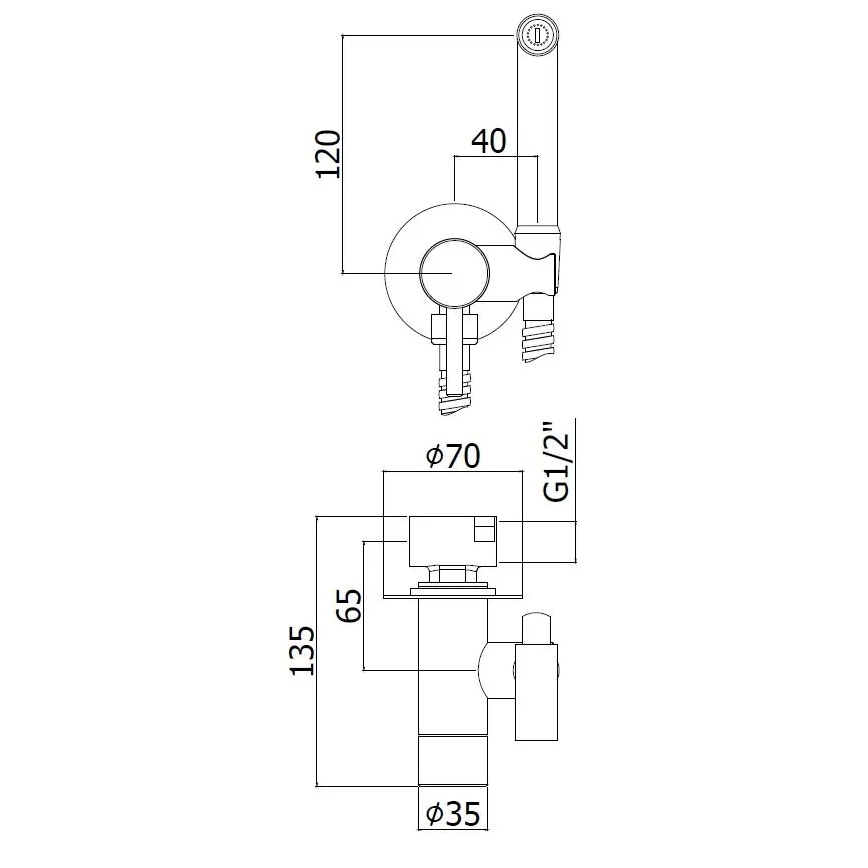 Paffoni - Nástěnný set s ruční bidetovou sprškou pro podomítkovou instalaci RINGO WEST bronz