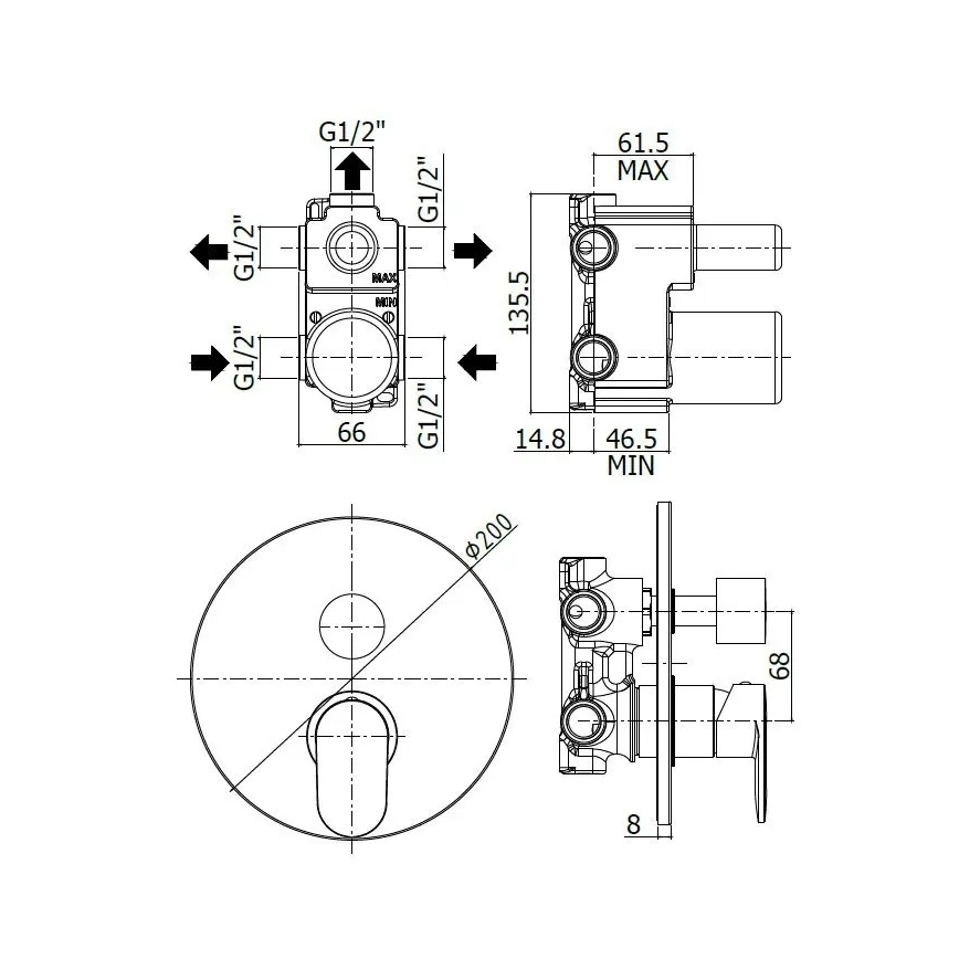 Paffoni - Sprchová baterie pro podomítkovou instalaci CANDY lesklý chrom