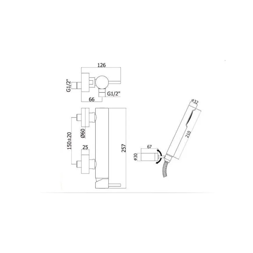 Paffoni - Sprchová sada s baterií LIGHT matná černá