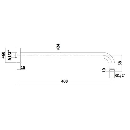 Paffoni - Sprchové rameno kulaté 40 cm černá