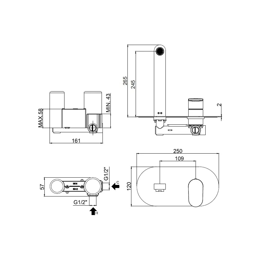Paffoni - Umyvadlová baterie pro podomítkovou instalaci CANDY lesklý chrom