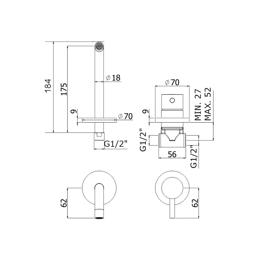 Paffoni - Umyvadlová baterie pro podomítkovou instalaci LIGHT lesklý chrom