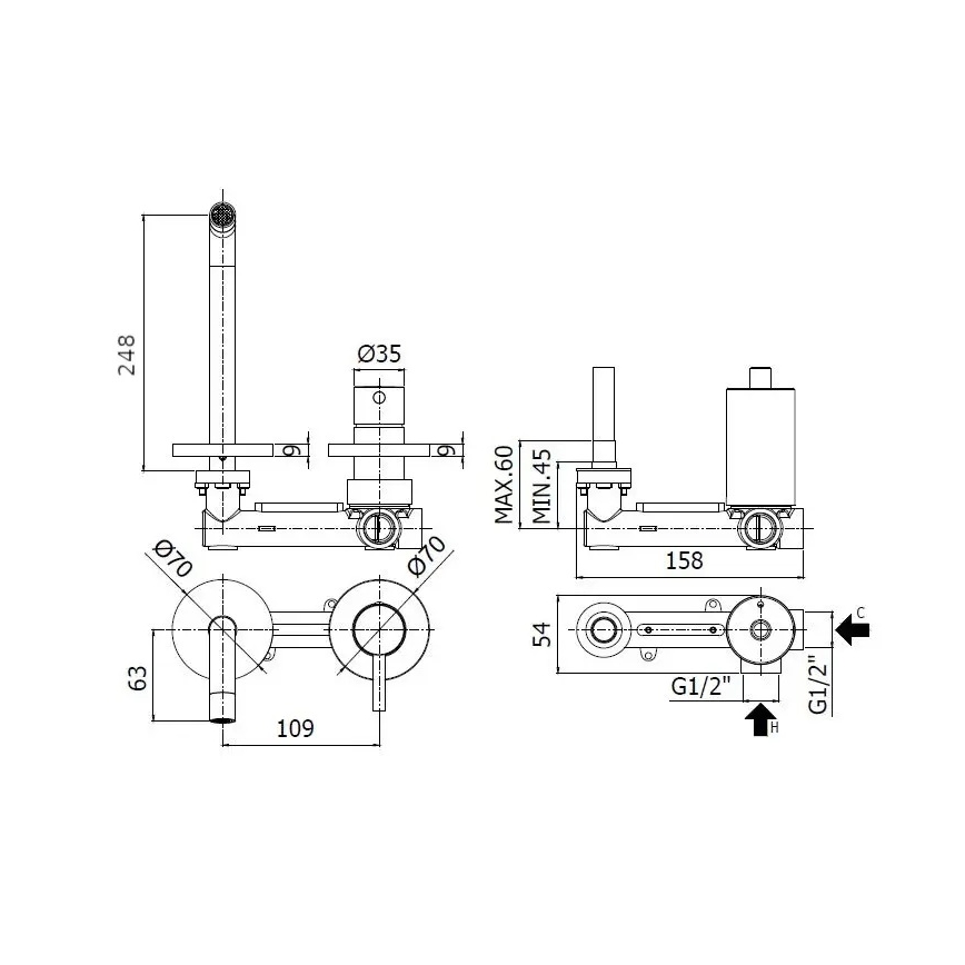 Paffoni - Umyvadlová baterie pro podomítkovou instalaci LIGHT matná bílá