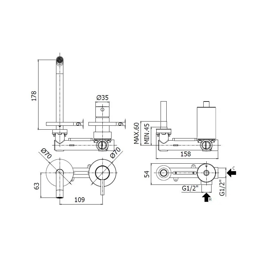 Paffoni - Umyvadlová baterie pro podomítkovou instalaci LIGHT matná bílá