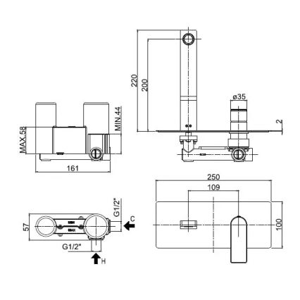 Paffoni - Umyvadlová baterie pro podomítkovou instalaci TANGO lesklý chrom