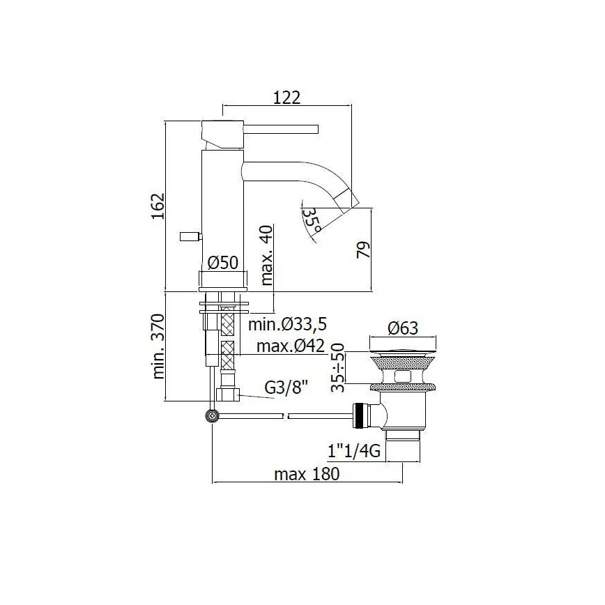 Paffoni - Umyvadlová baterie + výpusť LIGHT lesklý chrom
