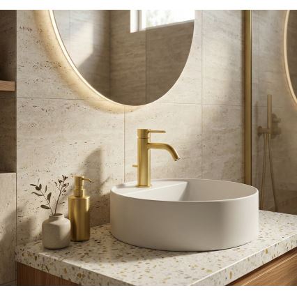 Paffoni - Umyvadlová baterie + výpusť LIGHT zlatá