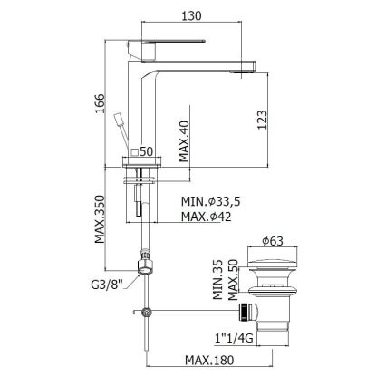 Paffoni - Umyvadlová baterie + výpusť TANGO nerez