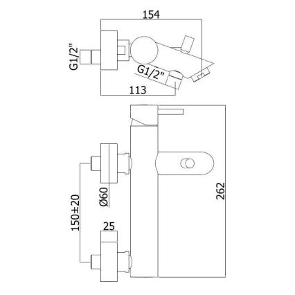 Paffoni - Vanová baterie LIGHT lesklý chrom