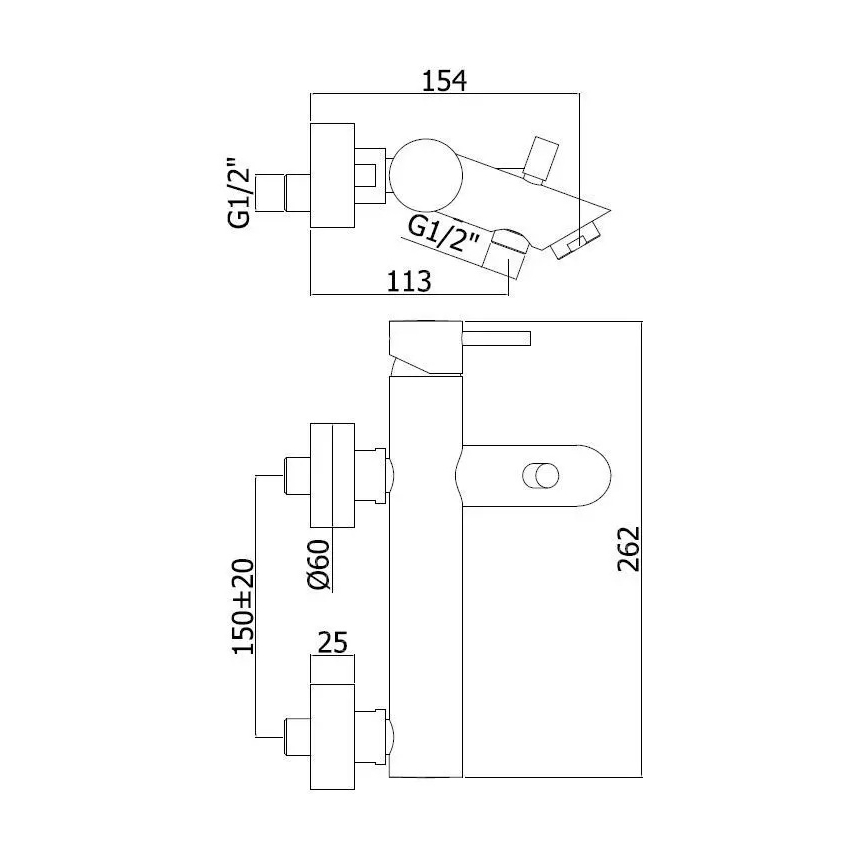 Paffoni - Vanová baterie LIGHT lesklý chrom