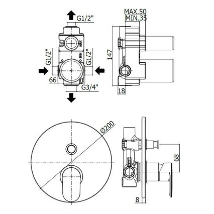 Paffoni - Vanová baterie pro podomítkovou instalaci CANDY lesklý chrom