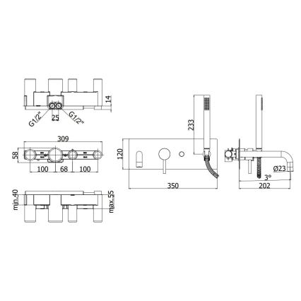 Paffoni - Vanová sada LIGHT matný chrom