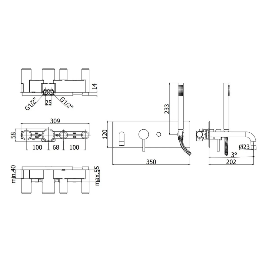 Paffoni - Vanová sada LIGHT matný chrom
