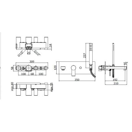 Paffoni - Vanová sada s baterií pro podomítkovou instalaci TANGO lesklý chrom