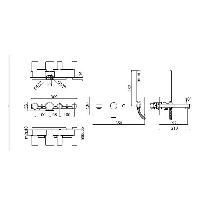Paffoni - Vanová sada s baterií pro podomítkovou instalaci TANGO lesklý chrom