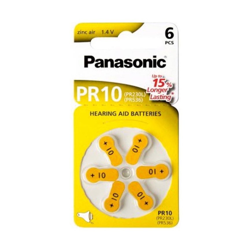Panasonic - 6 ks Baterie do naslouchadel PR-10 1,4V
