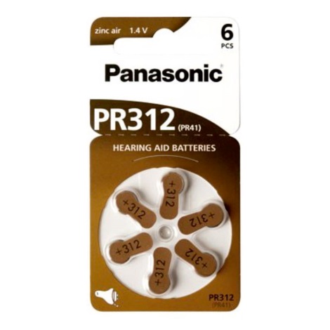 Panasonic - 6 ks Baterie do naslouchadel PR-312 1,4V