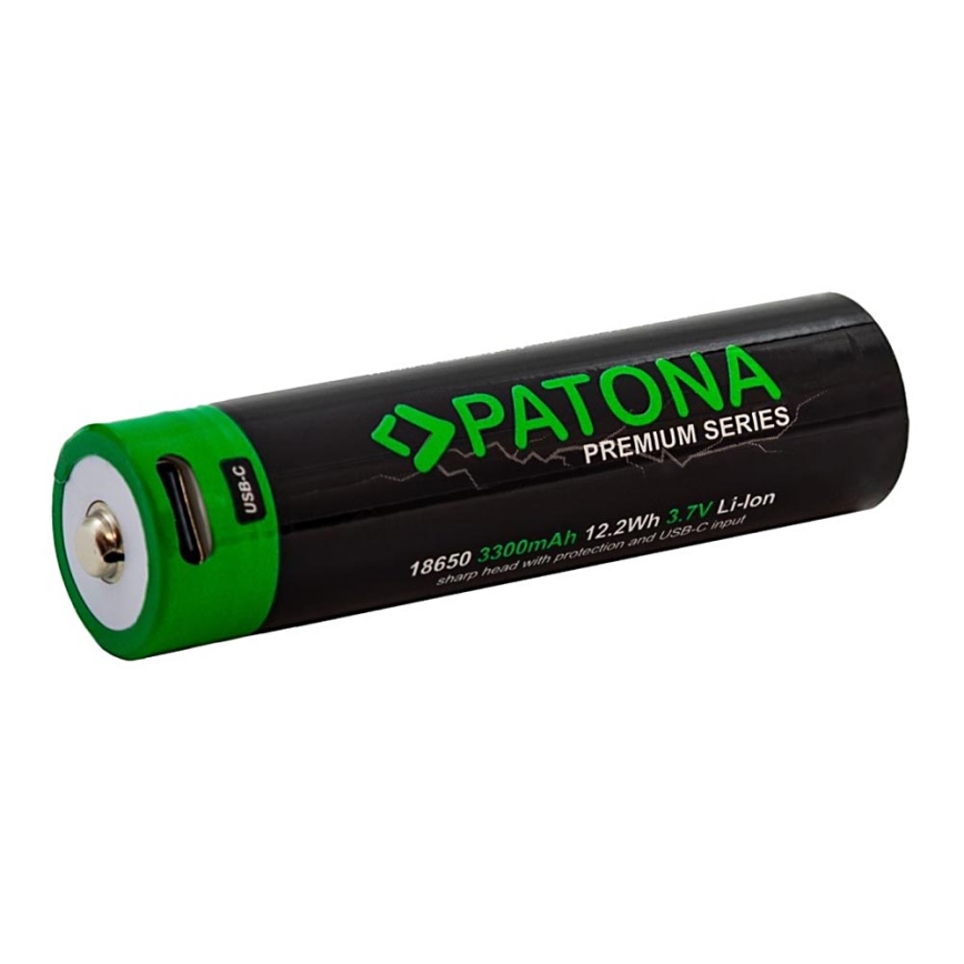 PATONA - Aku 18650 Li-lon 3350mAh PREMIUM 3,7V s USB-C nabíjením