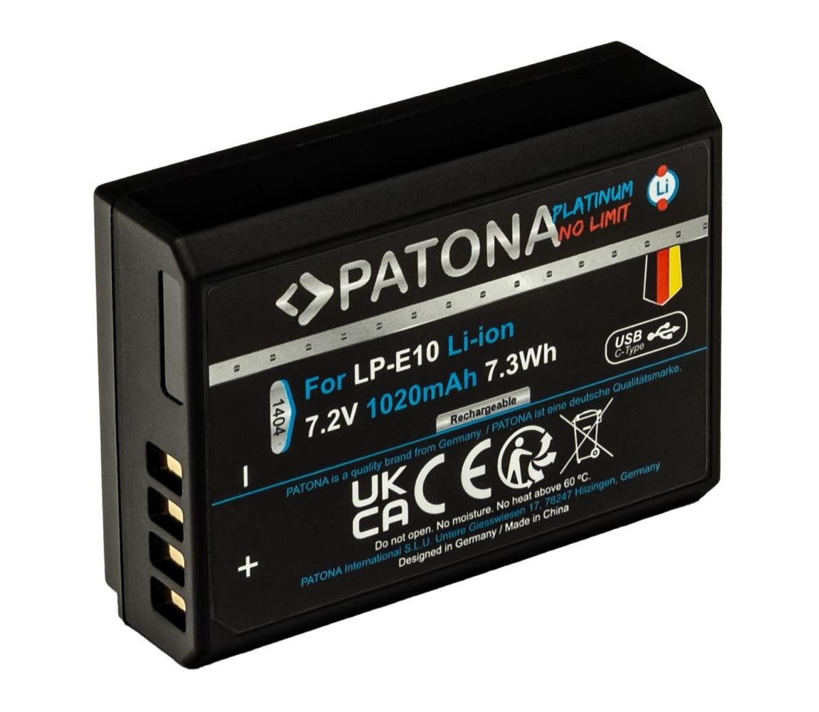 PATONA PATONA - Aku Canon LP-E10 1020mAh Li-Ion Platinum USB-C nabíjení