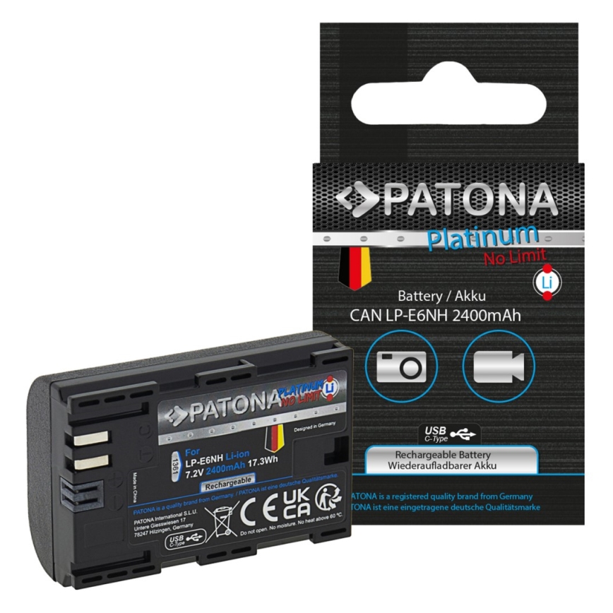 PATONA - Aku Canon LP-E6NH 2600mAh Li-Ion Platinum USB-C