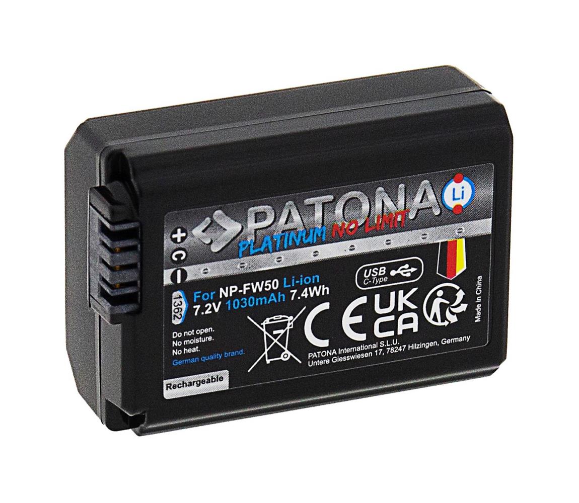 PATONA PATONA - Aku Sony NP-FW50 1030mAh Li-Ion Platinum USB-C nabíjení IM1244