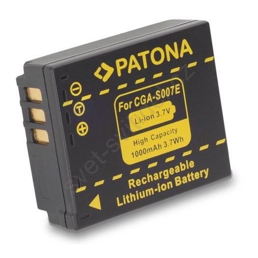 Pacco Batteria CGA-S007E Per Fotocamera Panasonic Lumix DMC-TZ3 TZ5 1000 MAh Con Caricabatterie