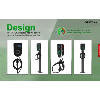 PATONA - Nabíjecí stanice s LCD displejem pro elektromobily 11kW/400V/16A IP54