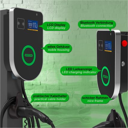 PATONA - Nabíjecí stanice s LCD displejem pro elektromobily 11kW/400V/16A IP54